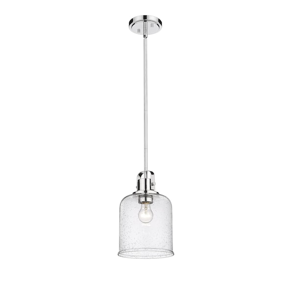 Kinsley 1 Light Pendant, Chrome And Clear Seeded